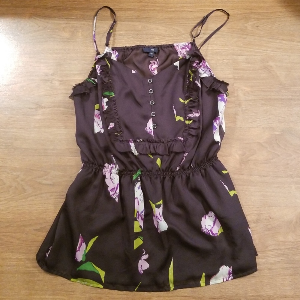 GAP Dark Gray Floral Tank Size Large